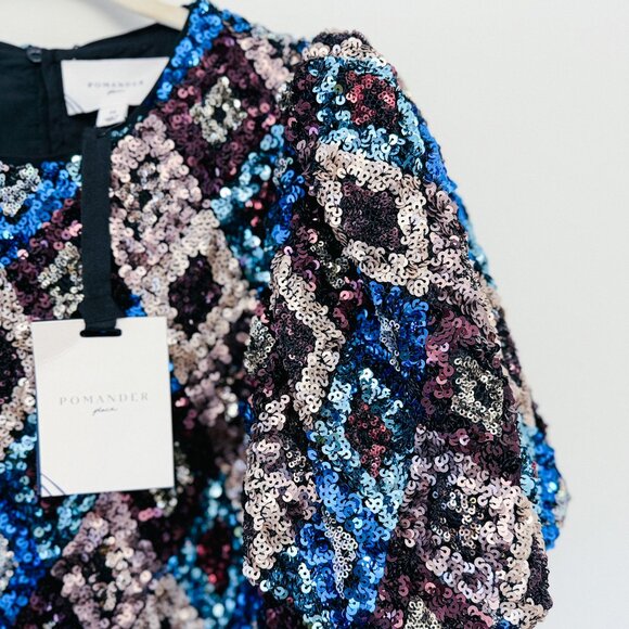 NWT Pomander Place Multi Sequin Jada Blouse, Size Medium - Picture 4 of 8